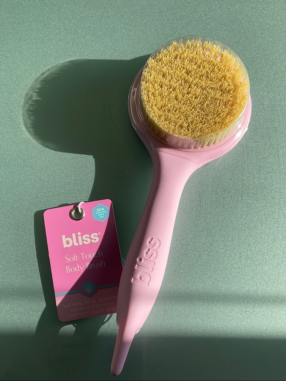 Bliss Pink Handle Body Brush with Yellow Bristles